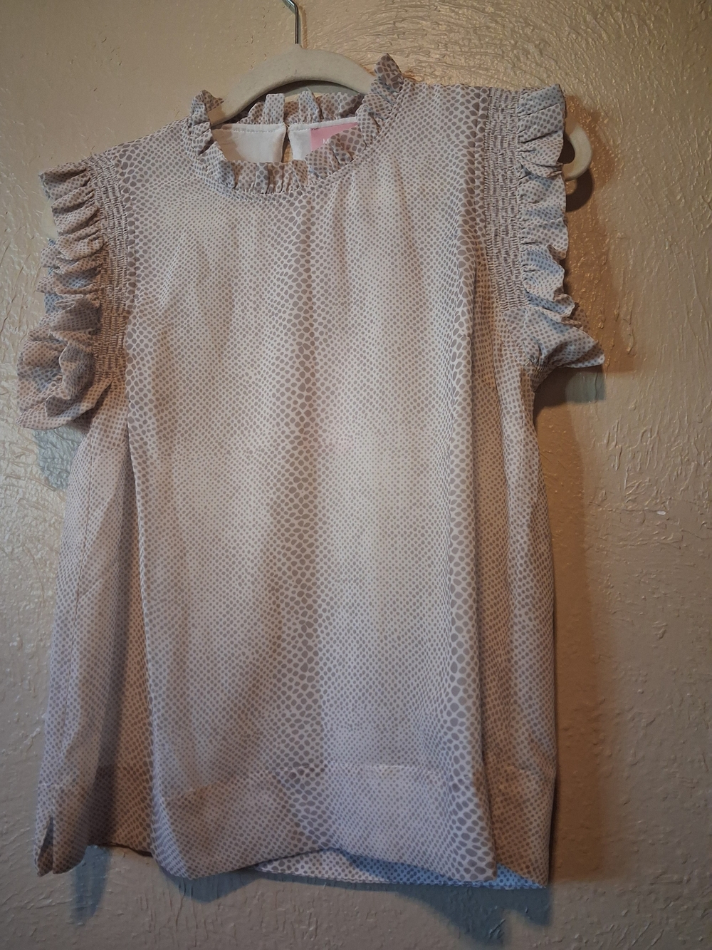 Muse Ruffle Sleeve Blouse in Light Taupe Snake Print
